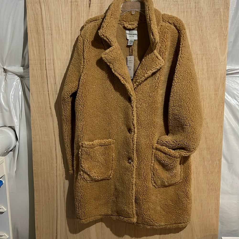 SABRINA LAUREN NEW YORK camel colored Teddy coat
